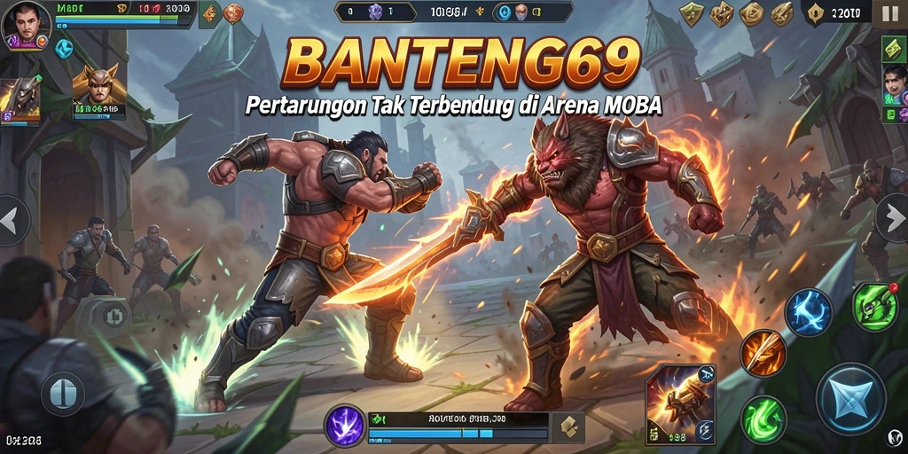 Gameplay mendebarkan di arena MOBA BANTENG69.