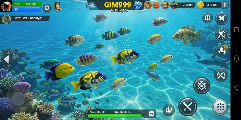 Gameplay seru GIM999 dengan variasi ikan yang berwarna-warni.