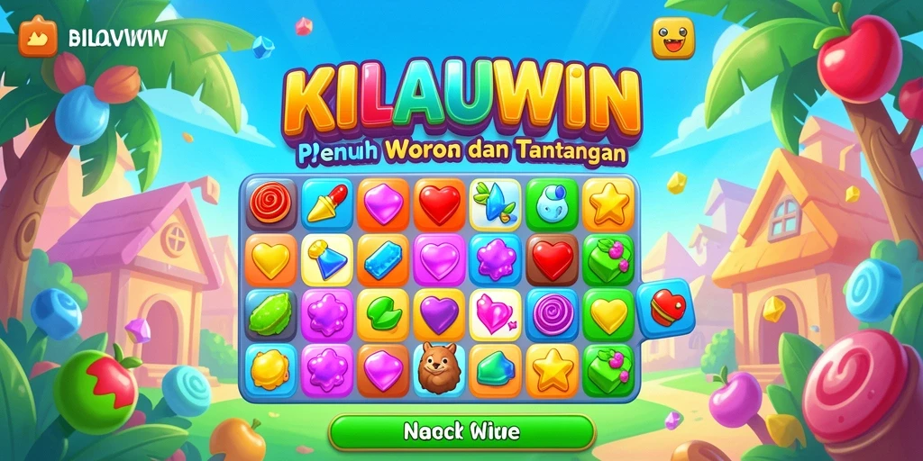 Tampilan permainan Match-3 yang seru dan penuh warna di KILAUWIN.