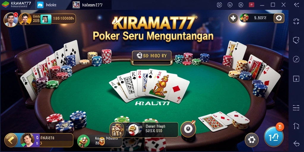 Tampilan gameplay poker yang menarik dan interaktif di KRAMAT77.