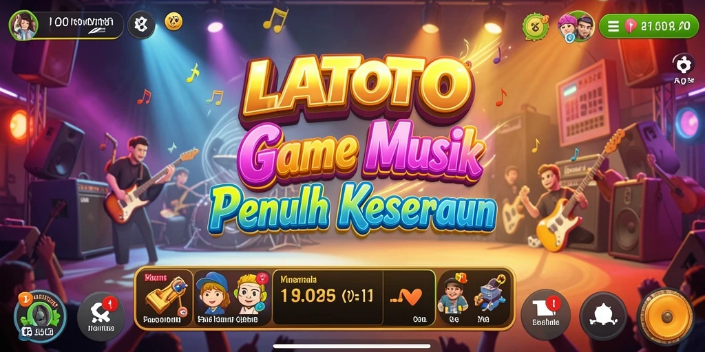 Screenshot gameplay LATOTO menunjukkan interaksi seru dengan musik.
