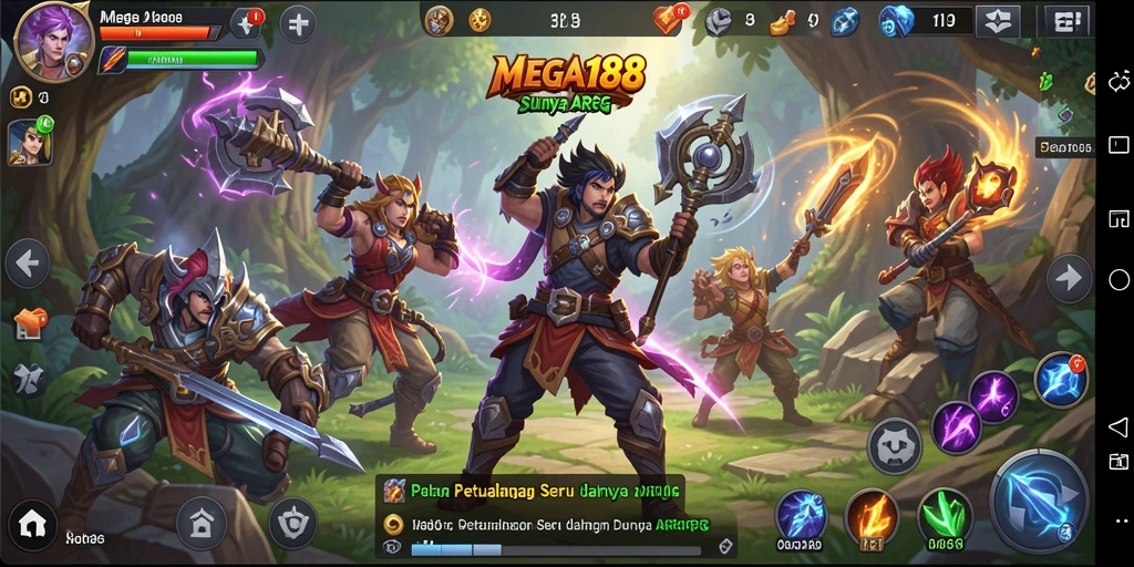 Tangkapan layar MEGA188 menampilkan aksi seru dalam pertarungan ARPG.