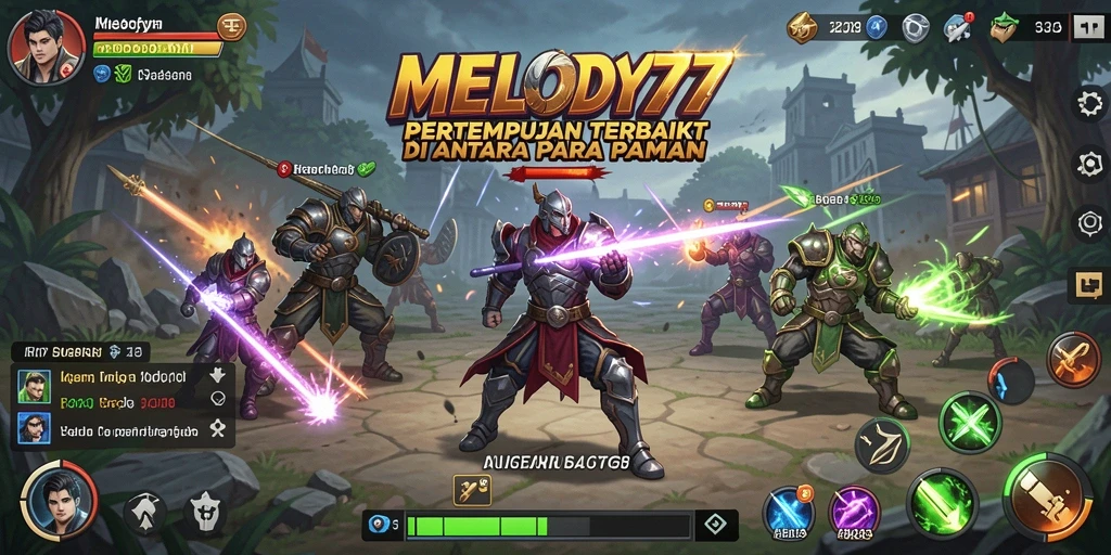 Gameplay seru di MELODY77 dengan pertempuran intens.