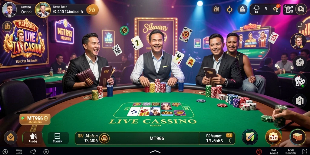 Tampilan gameplay Live Casino yang menegangkan dan mengasyikkan di MT966.