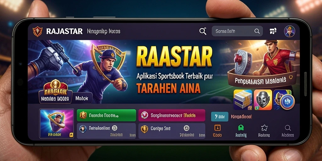 Tampilan antarmuka utama RAJASTAR dengan fitur taruhan olahraga.